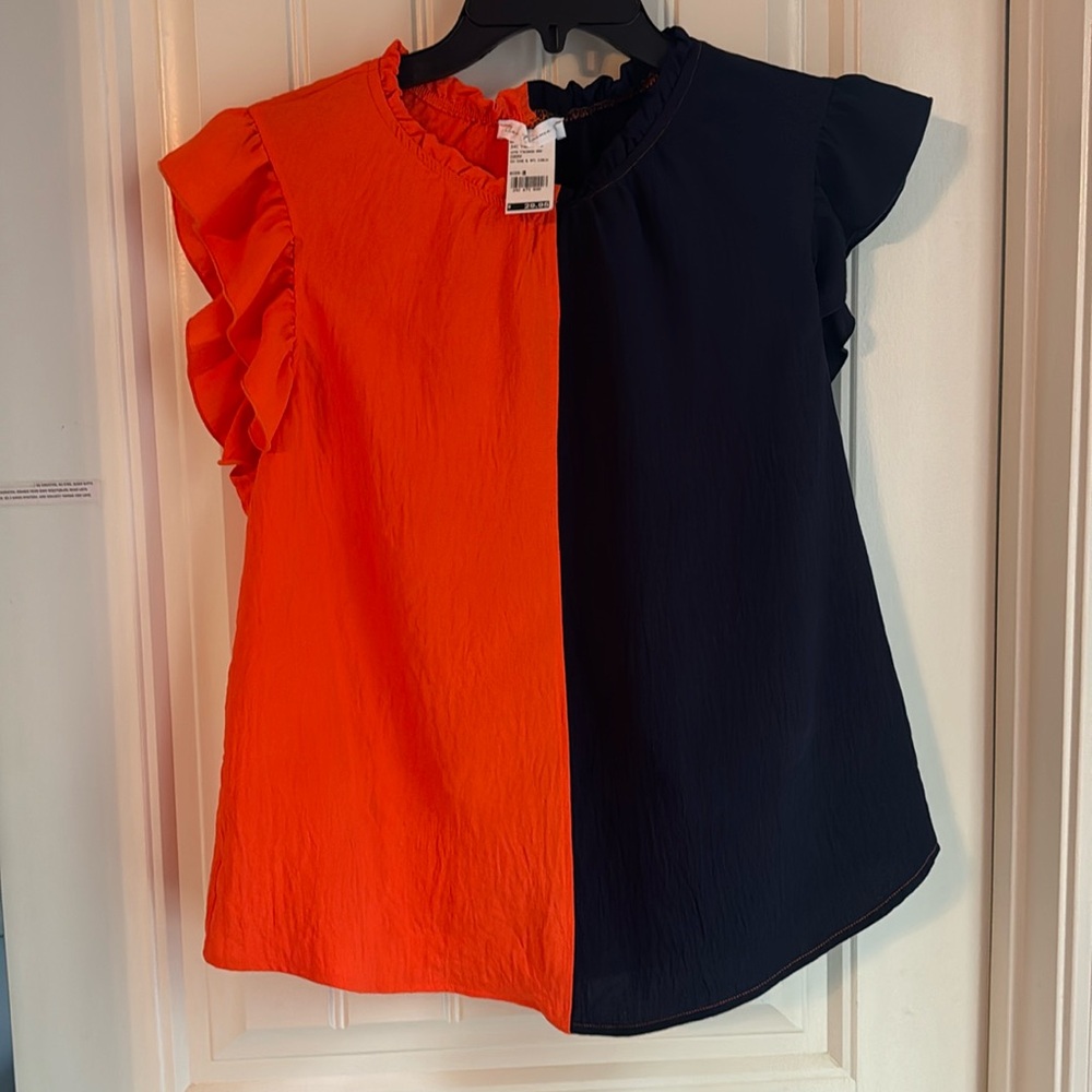 Orange and Blue Blouse